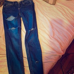 Blue distressed jeans